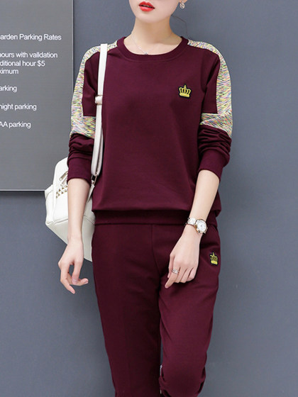 Brief  Printed  Long Sleeve Sweatshirt Suit