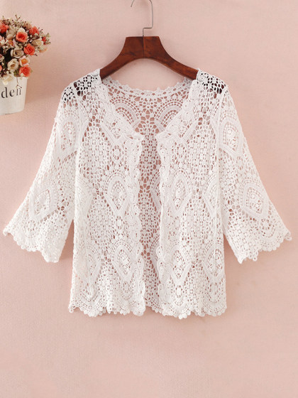 Embroidery Short Sleeve Cardigan