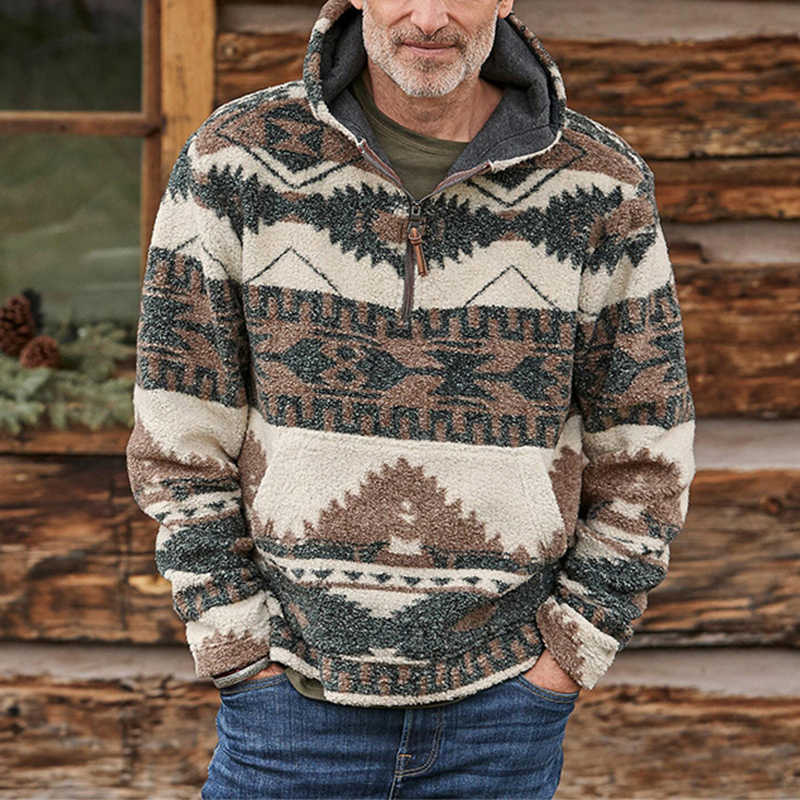mens vintage printed casual pullover