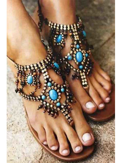 bohemian flat peep toe